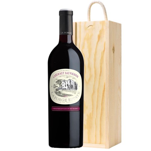 La Forge Cabernet Sauvignon 75cl Red Wine In Pine Wooden Gift Box
